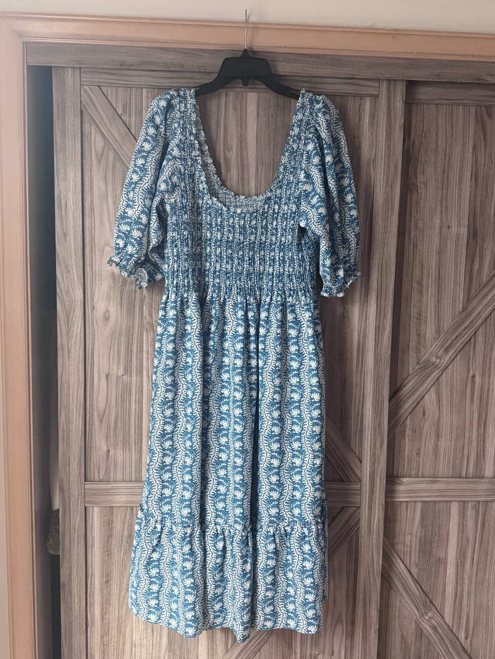 Hill House Home Louisa Trailing Vines Blue Midi Nap Dress